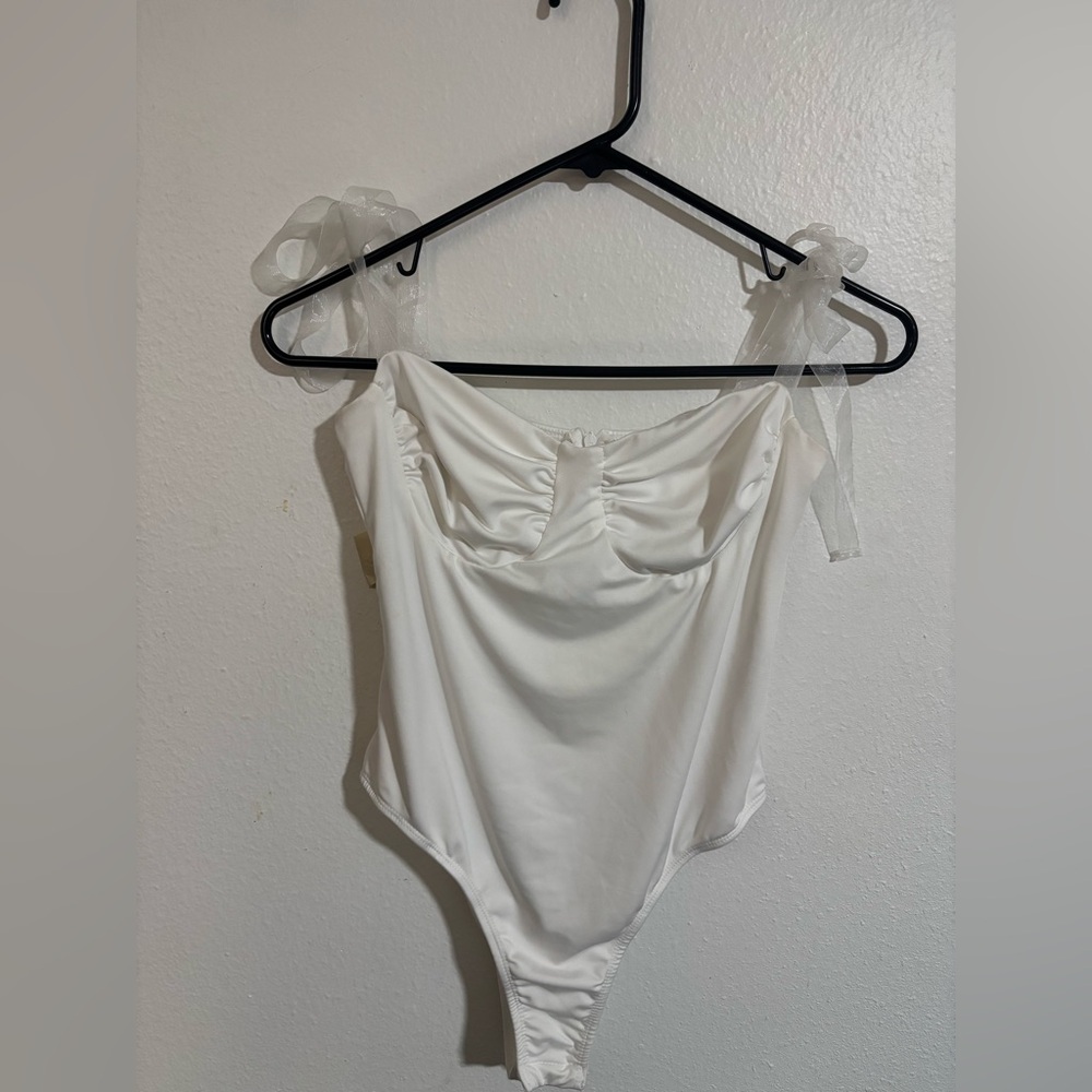 Princess Polly White Sleeveless Ruched Bodysuit